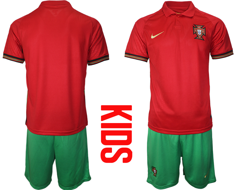 Cheap 2021 European Cup Portugal home Youth blank soccer jerseys